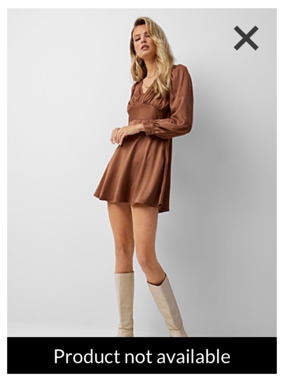 Vero Moda Chocolate Long Sleeve “satin” Dress